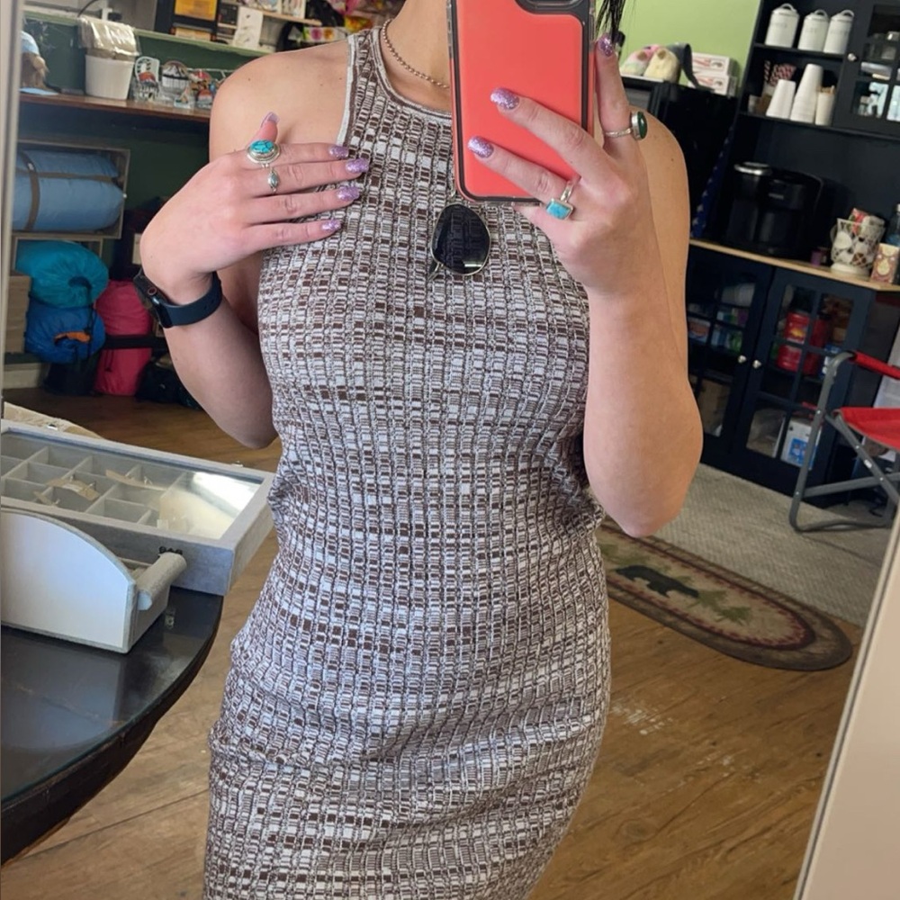 Forever 21 Brown and Cream Knit Dress